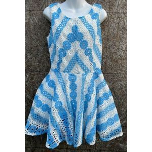 Fiveloaves Twofish crochet overlay boho lined dress medium cottagecore womans